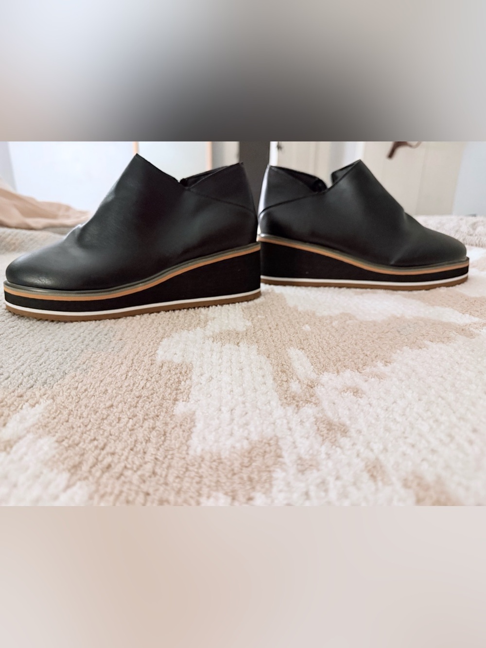 Women's Black Platform Slip-On Shoes